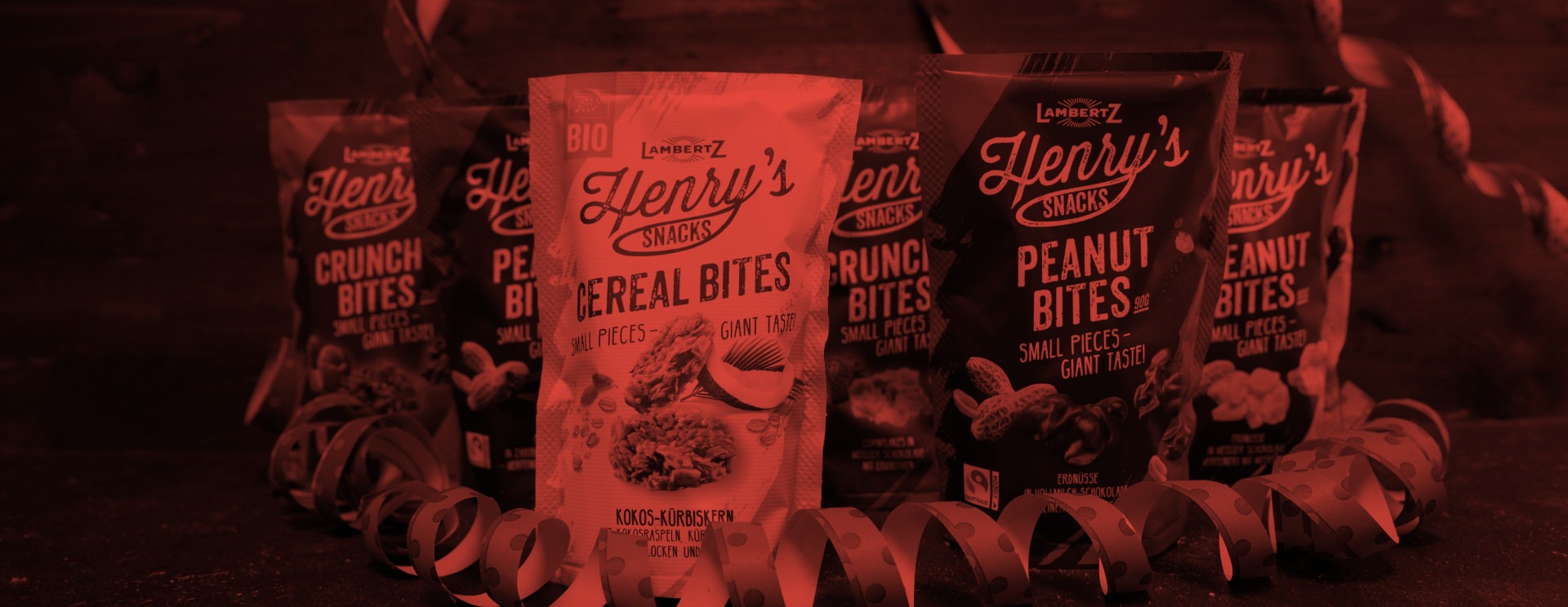 Kundenreferenz Henry's Snacks von Lambertz mit rotem Filter